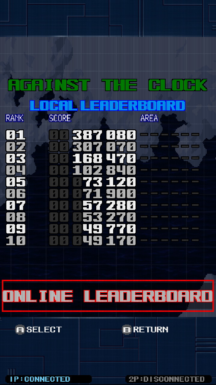 Screenshot: Missile Dancer local leaderboards of Caravan mode showing the stage-by-stage scoring details